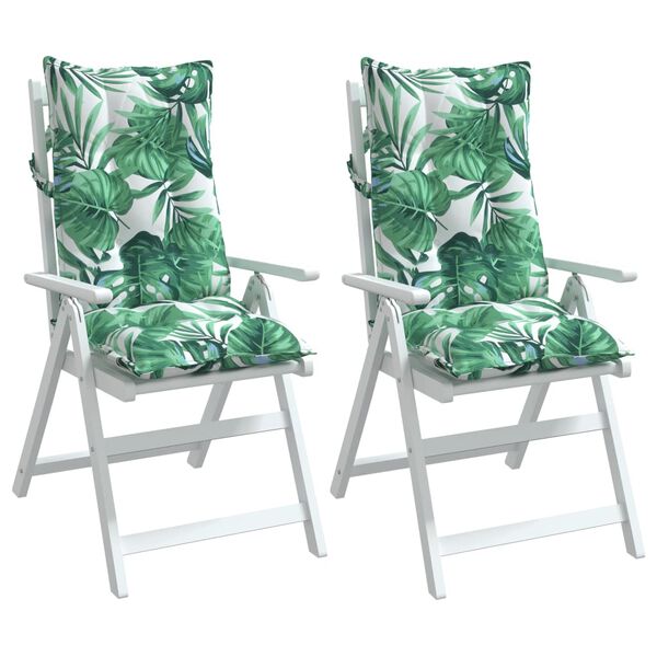 vidaXL Cojines silla respaldo alto 2 uds tela Oxford estampado hojas