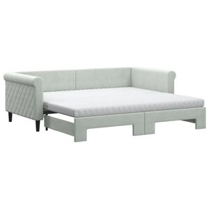 vidaXL Sof&aacute; cama nido con colch&oacute;n terciopelo gris claro 90x190 cm