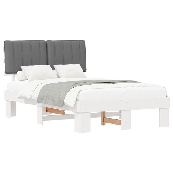 vidaXL Estructura de Cama con Cabecera Tapizada Gris Claro