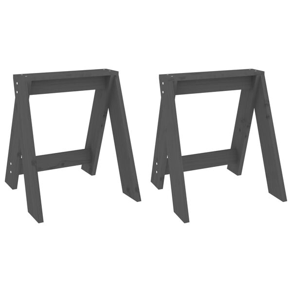 vidaXL Taburetes 2 unidades madera maciza de pino gris 40x40x45 cm