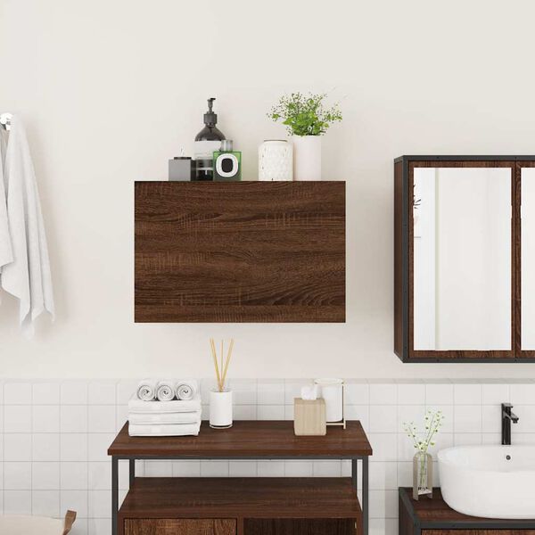 vidaXL Mueble de pared baño madera ingeniería roble marrón 60x25x40 cm