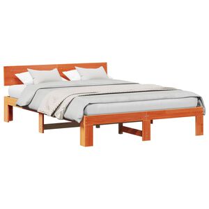 vidaXL Estructura de cama con cabecera Marr&oacute;n cera 150 x 200 cm