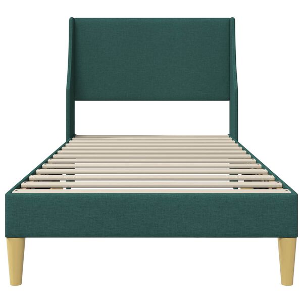 vidaXL Estructura de cama con cabecera Verde oscuro 100 x 200 cm tela