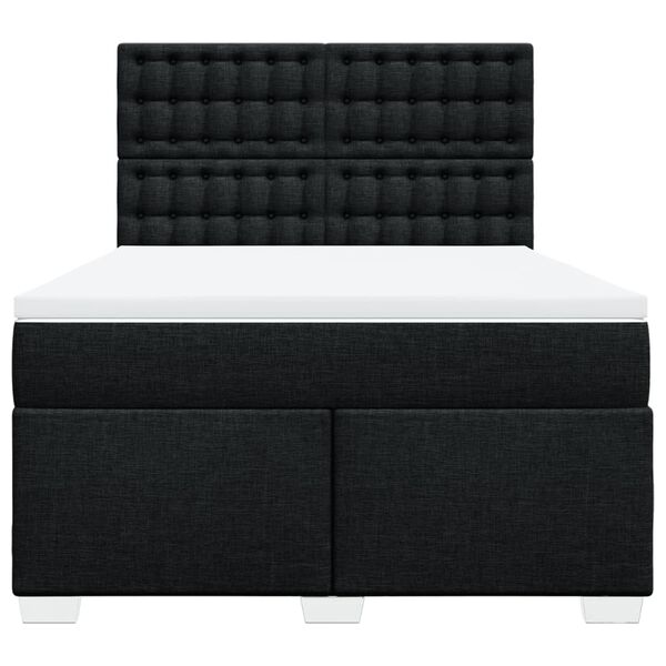 vidaXL Cama box spring con colch&oacute;n tela negro 160x200 cm
