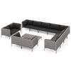 vidaXL Muebles de jard&iacute;n 13 pzas y cojines rat&aacute;n sint&eacute;tico gris oscuro