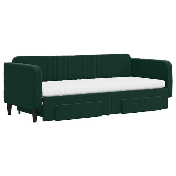 vidaXL Sof&aacute; cama nido con cajones terciopelo verde oscuro 80x200 cm