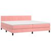vidaXL Cama box spring colch&oacute;n y LED terciopelo rosa 200x200 cm