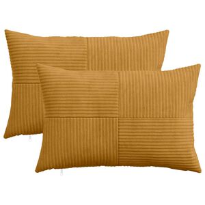 vidaXL Funda de almohada 2 pcs ALMELO Amarillo 30 x 50 cm pana
