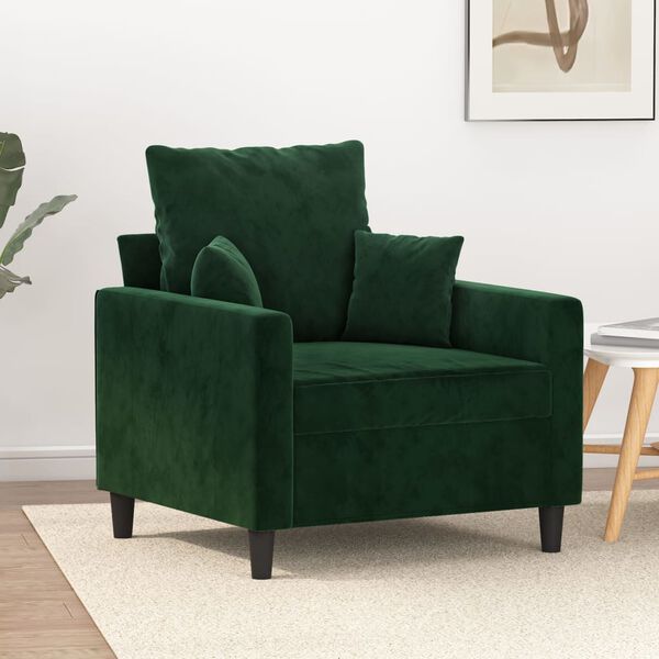 vidaXL Sill&oacute;n de terciopelo verde oscuro 60 cm