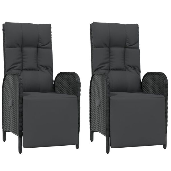 vidaXL Set de muebles jard&iacute;n 5 pzas con cojines rat&aacute;n sint&eacute;tico negro