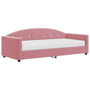 vidaXL Sof&aacute; cama con colch&oacute;n terciopelo rosa 90x200 cm