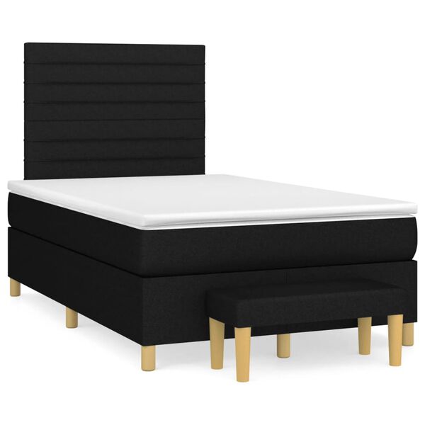 vidaXL Cama box spring con colch&oacute;n tela negro 120x200 cm