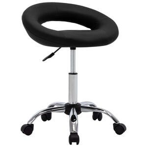 vidaXL Silla de trabajo con ruedas cuero sint&eacute;tico negro