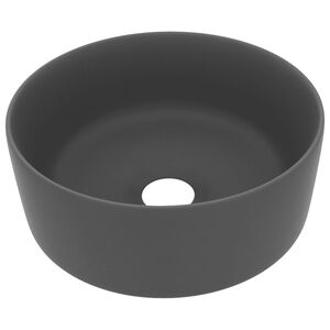 vidaXL Lavabo de lujo redondo cer&aacute;mica gris oscuro mate 40x15 cm