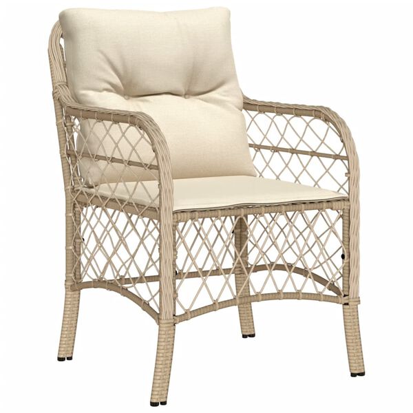 vidaXL Set comedor de jard&iacute;n 9 pzas con cojines rat&aacute;n sint&eacute;tico beige
