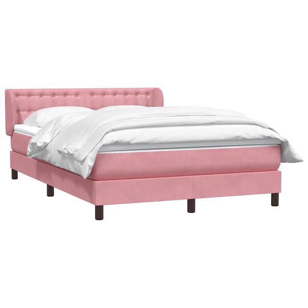 vidaXL Cama box spring con colch&oacute;n terciopelo rosa 140x220 cm