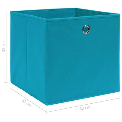 vidaXL Cajas de almacenaje 4 uds tela azul celeste 32x32x32 cm