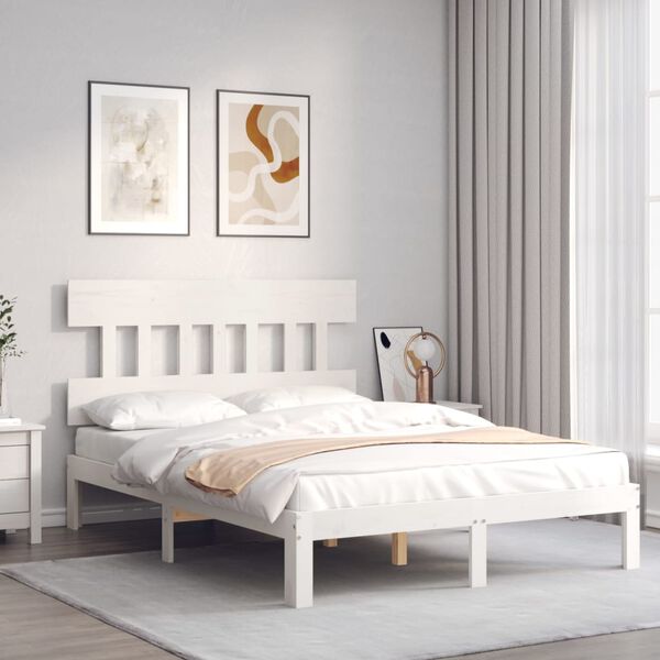 vidaXL Estructura de cama sin colch&oacute;n madera de pino blanca 120x200 cm