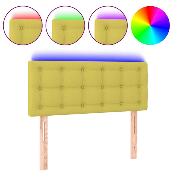 vidaXL Cabecero con LED de tela verde 90x5x78/88 cm