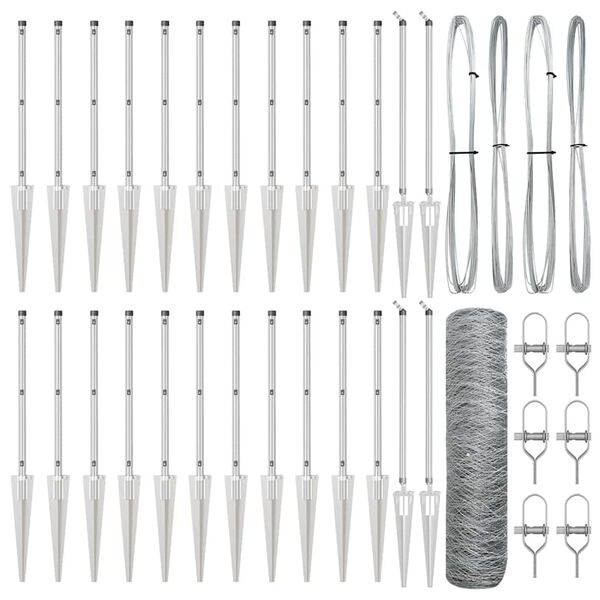 vidaXL Poste de Valla Plateado 50 x 0,6 m (malla de 36 mm) Acero