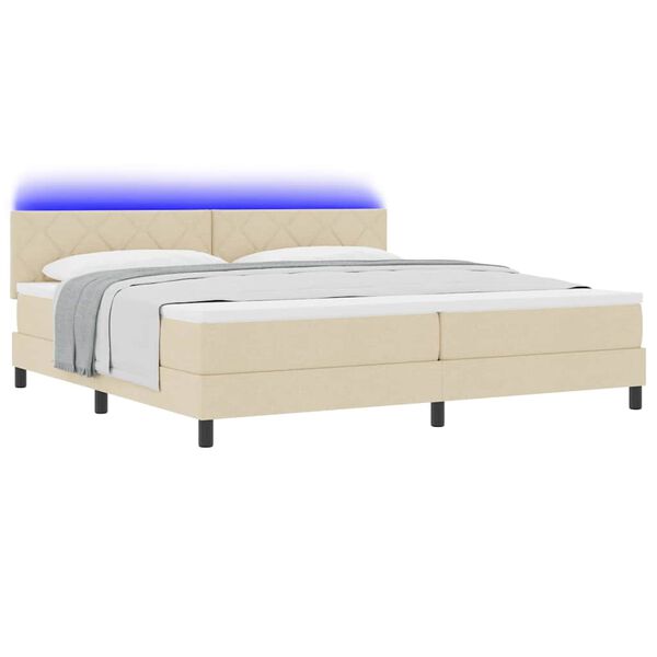 vidaXL Cama tipo Box Spring con colch&oacute;n Crema 200 x 200 cm tela