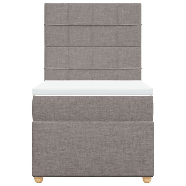 vidaXL Cama box spring con colch&oacute;n tela gris taupe 90x200 cm