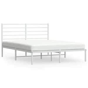 vidaXL Estructura cama sin colch&oacute;n con cabecero metal blanco 140x200cm