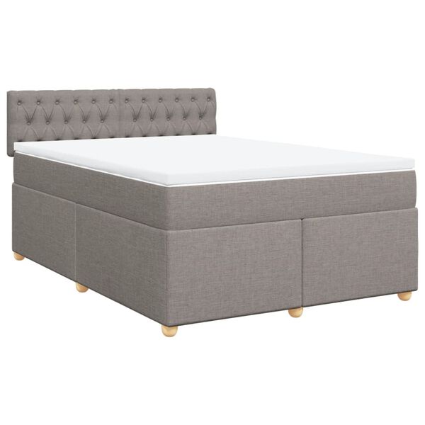 vidaXL Cama box spring con colch&oacute;n tela gris taupe 140x190 cm