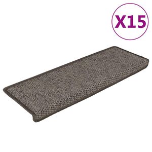 vidaXL Alfombrilla autoadhesiva escalera 15 uds gris y beige 65x21x4cm