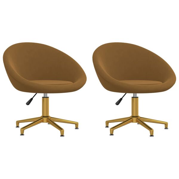 vidaXL Sillas de comedor 2 unidades terciopelo marr&oacute;n