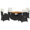 vidaXL Set de muebles jard&iacute;n 5 pzas con cojines rat&aacute;n sint&eacute;tico negro