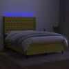 vidaXL Cama box spring colch&oacute;n y luces LED tela verde 140x190 cm