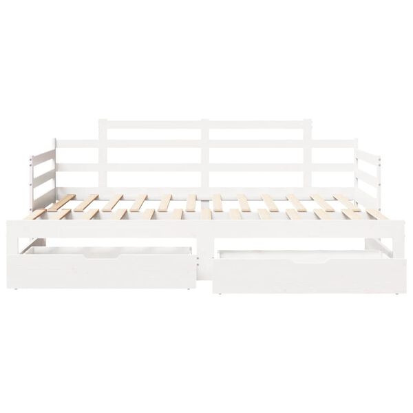 vidaXL Sof&aacute; cama nido con cajones sin colch&oacute;n blanco 90x200 cm