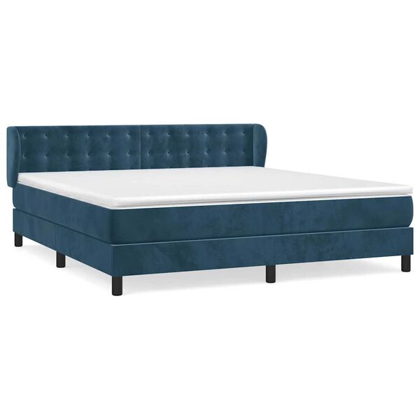 vidaXL Cama box spring con colch&oacute;n terciopelo azul oscuro 180x200 cm