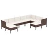 vidaXL Set muebles de jard&iacute;n 9 pzas y cojines rat&aacute;n sint&eacute;tico marr&oacute;n