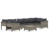 vidaXL Set de muebles de jard&iacute;n 8 pzas y cojines rat&aacute;n sint&eacute;tico gris
