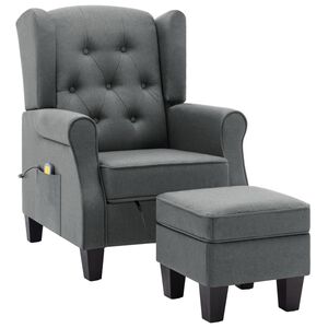 vidaXL Sill&oacute;n de masaje con reposapi&eacute;s tela gris claro