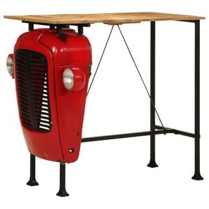 vidaXL Mesa bar tractor madera maciza mango rojo y marr&oacute;n 55x120x107cm