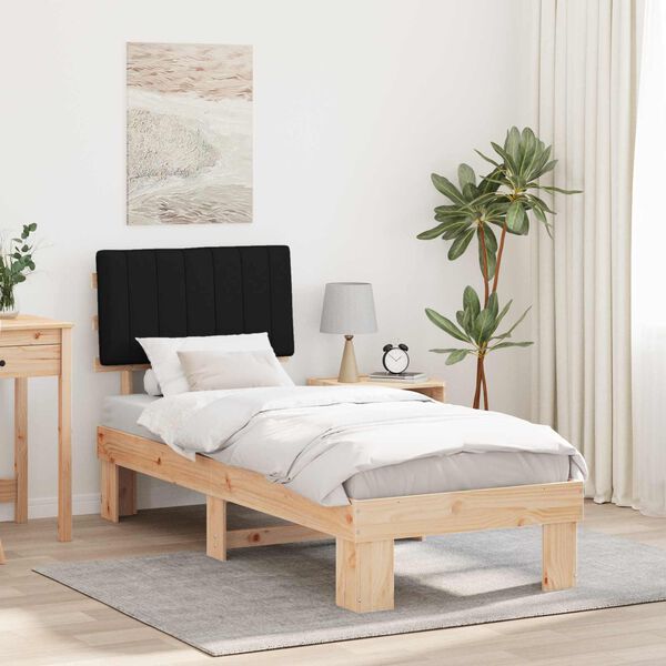 vidaXL Estructura de Cama con Cabecera Tapizada Negro 75 x 190 cm