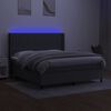 vidaXL Cama box spring colch&oacute;n y luces LED tela gris oscuro 160x200 cm