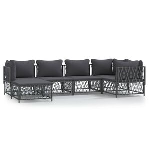 vidaXL Juego de muebles de jard&iacute;n 6 pzas con cojines acero antracita