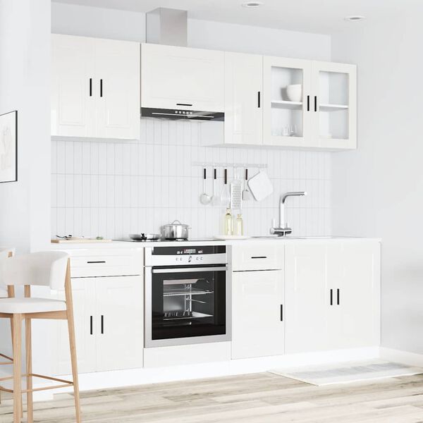 vidaXL Mueble cocina Kalmar blanco de alto brillo 8 pzas
