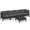 vidaXL Juego de muebles de jard&iacute;n 5 pzas y cojines madera maciza pino