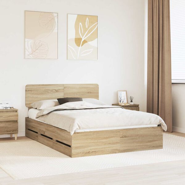 vidaXL Estructura de cama con cabecera Roble Sonoma 150 x 200 cm