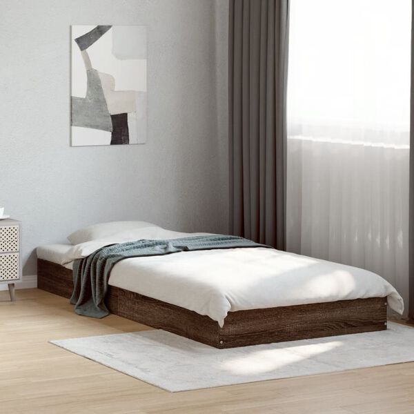 vidaXL Estructura de cama sin colch&oacute;n madera marr&oacute;n roble 75x190 cm