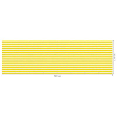 vidaXL Toldo para balcón HDPE amarillo y blanco 120x400 cm