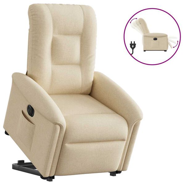 vidaXL Sill&oacute;n el&eacute;ctrico reclinable elevable de tela color crema