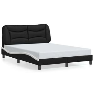 vidaXL Estructura de cama sin colch&oacute;n Hvar cuero sint&eacute;tico negro y blanco