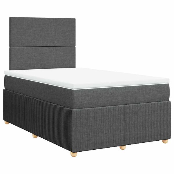 vidaXL Cama box spring con colch&oacute;n tela gris oscuro 120x200 cm