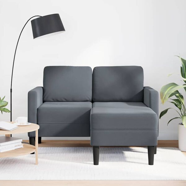 vidaXL Sofá de 2 plazas con chaise longue en forma L gris oscuro 125cm